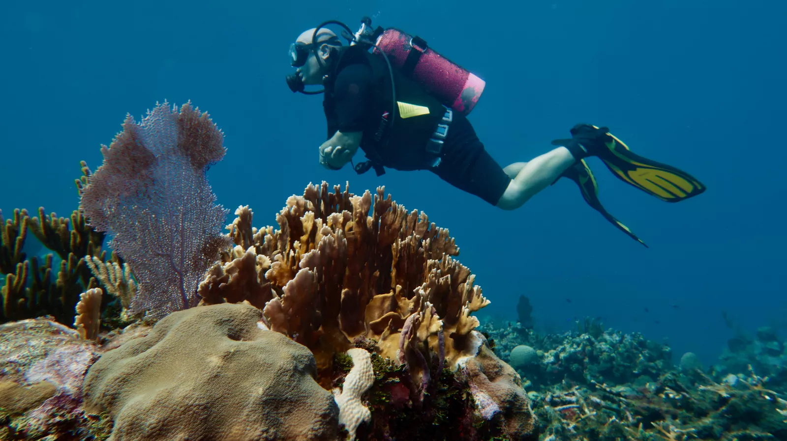 Student learning buoyancy control during scuba training in Varadero